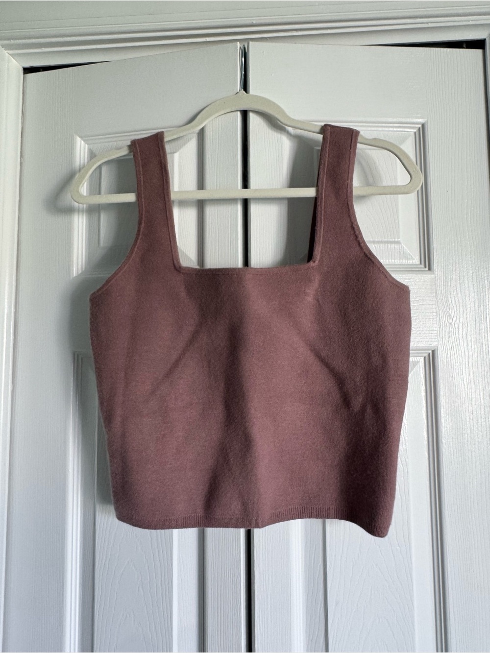 Abercrombie & Fitch Square Neck Knit Tank - Mauve